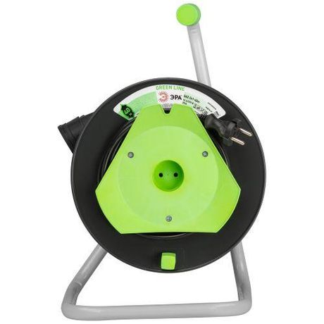 Удлинитель силовой ЭРА GREEN LINE GAZ-2x1-40m Greenline на катушке пластик 1 розетка без заземления 40м ПВС 2x1мм2 | Б0065109