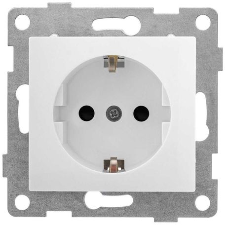 Розетка 1-м СП Bravo 16А 250В с заземл. защ. шторки механизм бел. матов. GUSI С10Р4-041