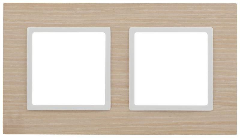 Рамка для розеток и выключателей 2 поста белёный дуб дерево/пласт. ЭРА Elegance 14-5302-01 - Б0049149