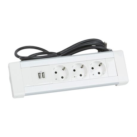 Настольный блок - 3x2К+3 + зарядное устройство 2хUSB со шнуром | 653562 Legrand