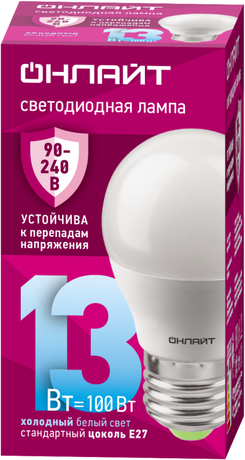 Лампа светодиодная 90 428 OLL-G45-13-230-6.5K-E27-FR (PRO 90-240В) ОНЛАЙТ 90428 Navigator