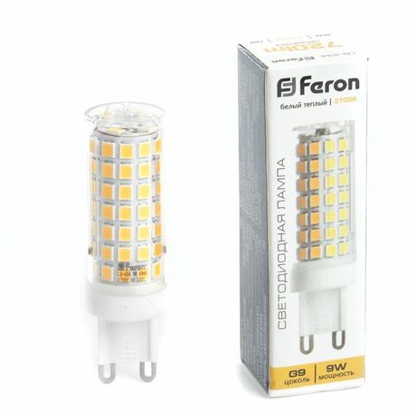 Лампа светодиодная LED 9вт 230в G9 теплый капсульная - LB-434 FERON 38146