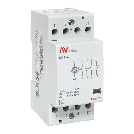 Контактор модульный КМ 25А 3NO+1NC 230VAC (2 мод.) AVERES | km-av-2-25-31-230V EKF