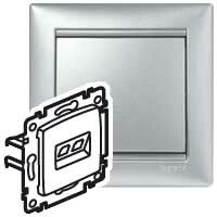 Механизм розетки комп. + телеф. 1-м СП Valena RJ45 CAT.5Е UTP+RJ11 алюм. Leg 770280 Legrand