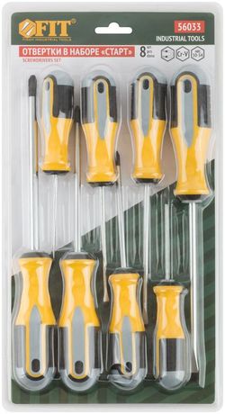 Набор отверток "Старт" CrV сталь прорезиненные ручки магнитный наконечник блистер 8шт FIT 56033 РОС