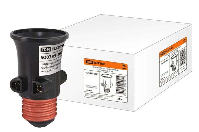 Патрон-розетка карболитовый Е27 черный | SQ0335-0022 TDM
