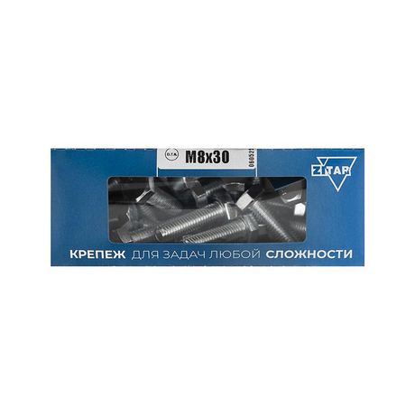 Болт с шестигранной головкой М8х30 DIN 933 оцинк. (коробка окном) (уп.30шт) Zitar 105209 Tech-KREP Zitar арт. 105209