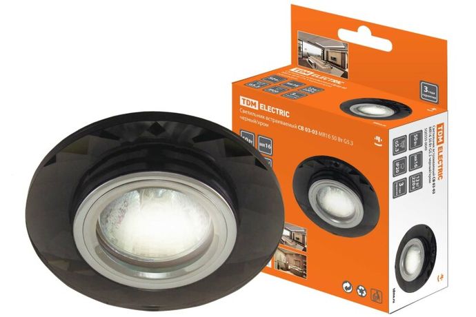 Светильник точечный встраиваемый под лампу СВ 03-03 MR16 50Вт G5.3 чёрный/хром | SQ0359-0049 TDM