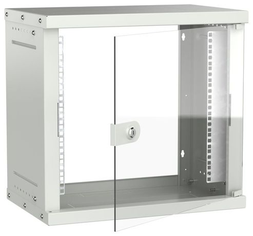 Шкаф настенный 9U 550х350мм дверь стекл. сер. GENERICA LWE3-09U53-GF-G IEK GENERICA арт. LWE3-09U53-GF-G