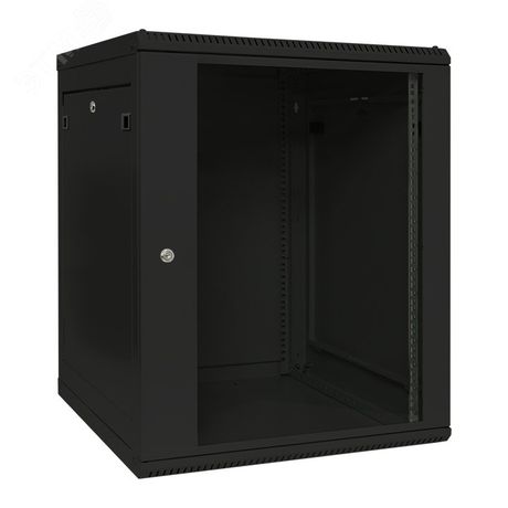 Шкаф настенный 19дюйм TERACOM PRO 6U 600х450мм дверь стеклянная с замком-ручкой черн. EKF TRP-WLL-0664-40B