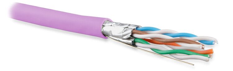 Кабель витая пара U/FTP кат.6A (10GBE) 4 пары 23 AWG ОЖ solid кажд. в экране без общего экрана нг(А)-HF -20град.C-+60град.C UFTP4-C6A-S23-IN-LSZH-PK-500 роз. (уп.500м) Hyperline 445112