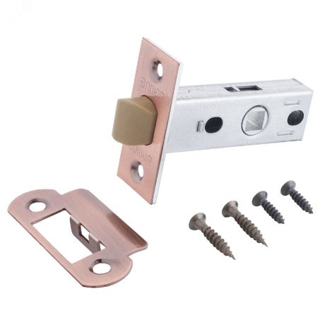 Защелка врезная универсальная без ручек для деревянных межкомнатных дверей, АЛЛЮР АРТ L45-8-P AC старая медь - 12329 ПТК