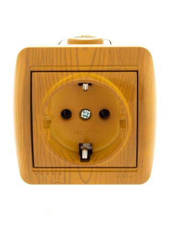 Розетка 1-м ОП Nata 16А IP20 с заземл. керамика ольха LEZARD 710-0700-122