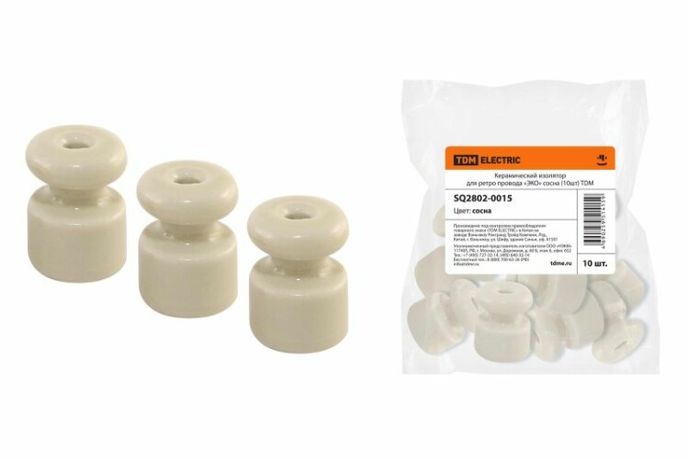 Керамический изолятор для ретро провода «ЭКО» сосна (10шт) | SQ2802-0015 TDM