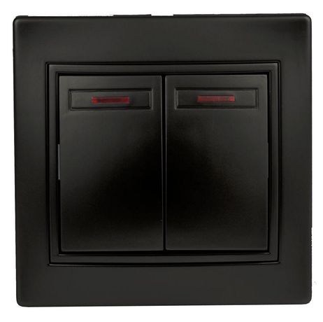 Выключатель двухклавишный, в рамку (скрытого монтажа) с подсветкой антрацит 10А 250В винтовые зажимы Intro Plano 1-105-05 - Б0044564 ЭРА