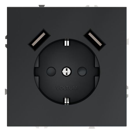 Розетка 1-м СП S70 16А с USB A+A заземл. защ. шторки механизм графит Voltum VLS040407 Voltum арт. VLS040407