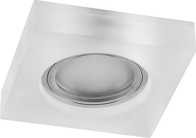 Светильник точечный встраиваемый под лампу, с LED подсветкой CD8180 15LED*2835SMD 4000K, MR16 50W G5.3 белый матовый "квадрат", хром | 29708 FERON