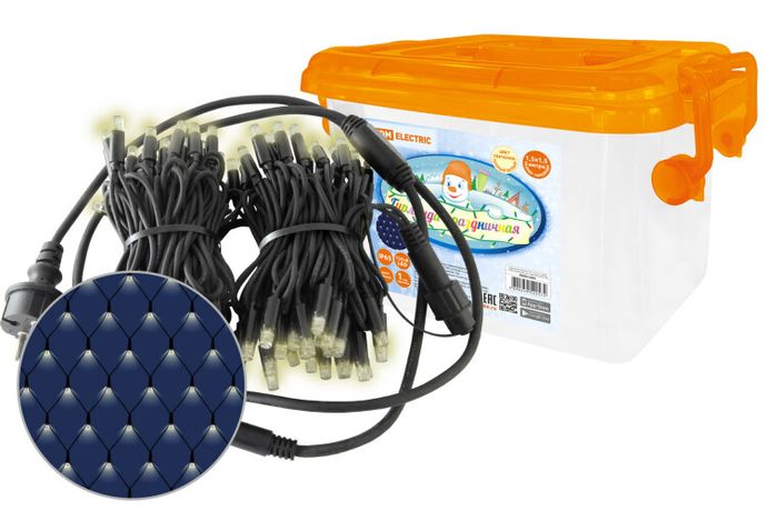 Гирлянда светодиодная "Сеть" 1,5х1,5 м, 120LED, 2700К, черный шнур, посл. подкл, IP65, 250 В, | SQ0361-0063 TDM ELECTRIC