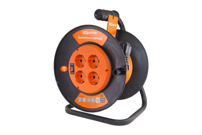 Удлинитель силовой УК10-004 (4 места/20м ПВС 2х1,0) | SQ1301-0520 TDM