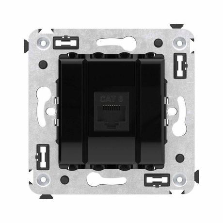 Компьютерная розетка RJ-45 без шторки в стену, кат.6 одинарная, "Avanti", "Черный квадрат" | 4402693 DKC ДКС