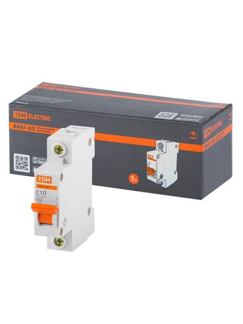 Выключатель автоматический ВА47-63 однополюсной 10А 4,5кА характеристика С - SQ0218-0002 TDM