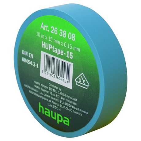 Изолента ПВХ, цвет синий, шир.19 мм, длина 20 м, d 74 мм | 263850 Haupa