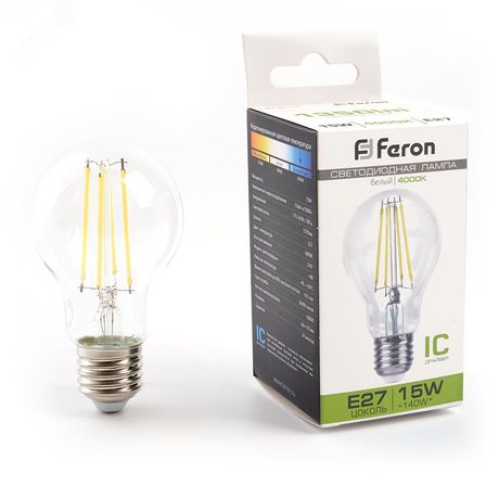 Лампа светодиодная LED 15вт Е27 белый FILAMENT - LB-615 FERON 38242