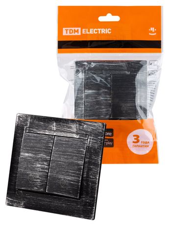 Выключатель на 2 направления кл. 10А старинное серебро "Лама" | SQ1815-0649 TDM