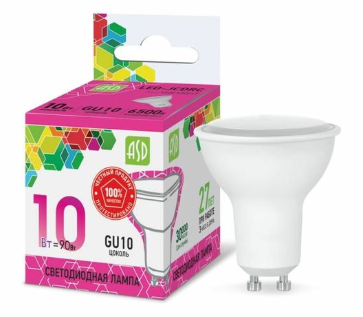 Лампа светодиодная LED-JCDRC-standard 10Вт 230В GU10 6500К 900Лм | 4690612019185 ASD