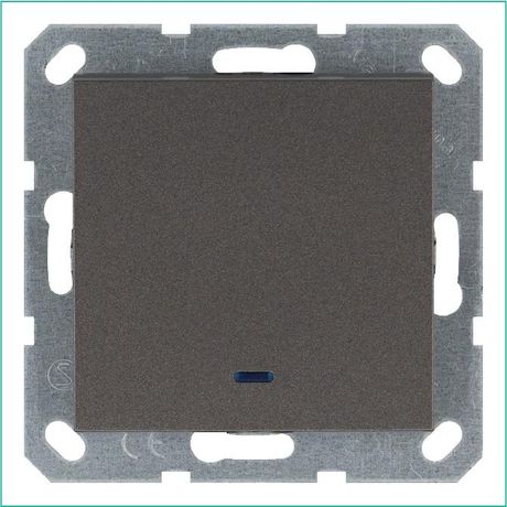 Выключатель одноклавишный со светодиодом 10A 250V~ с накладкой, цвет Мокко - G3011NZ Jasmart