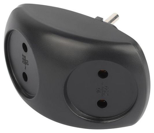 Эра Б0059720 Разветвитель электрический SPx-2-B на 2 розетки без заземл 10А черн