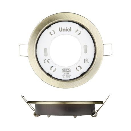 Светильник ультратонкий встраиваемый GX53/H2 ANTIQUE BRASS 10 PROM под лампу в составе набора из 10шт корпус античная бронза цена за 1 шт - UL-00005056 Uniel