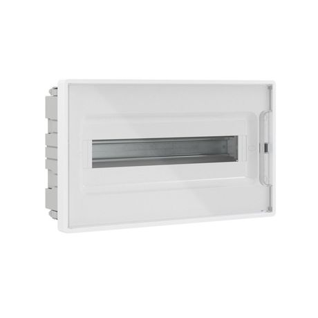 Щиток 18 мод встраиваемый для полых стен FRAME ЩРв-П-18, белый, с прозрачной дверцей, 2 шинами PEN на 8 и 10 отв. F18B3WT DKC ДКС