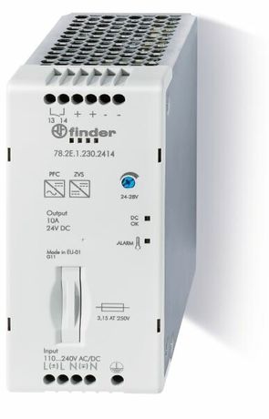Импульсный источник питания; вход 110...250В AC/DC; выход 24В DC, 240Вт; Компенсация реактивной мощности; ширина 60мм | 782E12302415PAS Finder