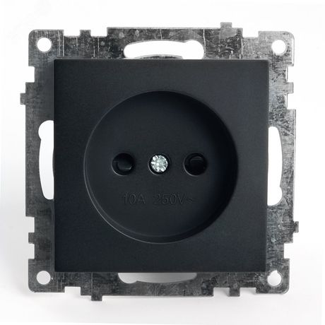 Розетка 1-местная с защитной шторкой (механизм) б/з, 250В, 10А, серия Катрин, GLS10-7109-05, черный | 39609 STEKKER FERON