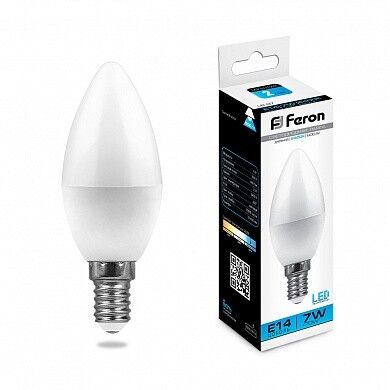 Лампа светодиодная LB-97 (7W) 230V E14 6400K свеча | 25477 FERON