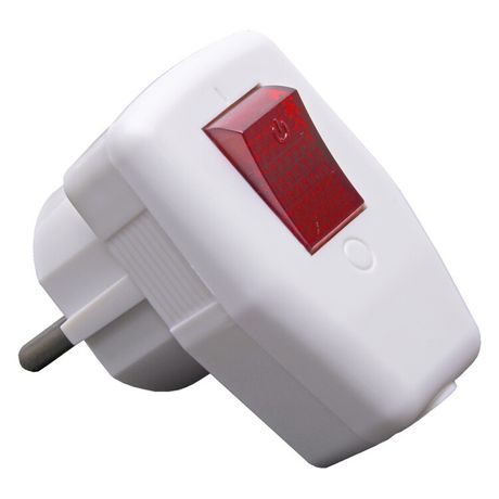 Вилка угловая с выключателем, заземлением, 250В, 16A, IP20, белый, Stekker - 39004 FERON PPG16-43-202