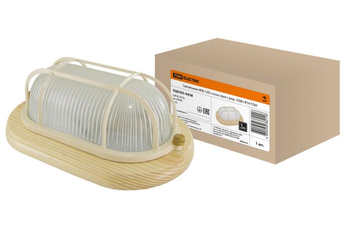 Светильник пылевлагозащищенный под лампу для ЖКХ НПБ1202 сосна овал с реш. 100Вт IP54 | SQ0303-0438 TDM