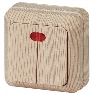 Выключатель 2-кл. ОП Quadro 10А IP20 2-105-11 250В с подсветкой сосна Intro Б0027645 ЭРА