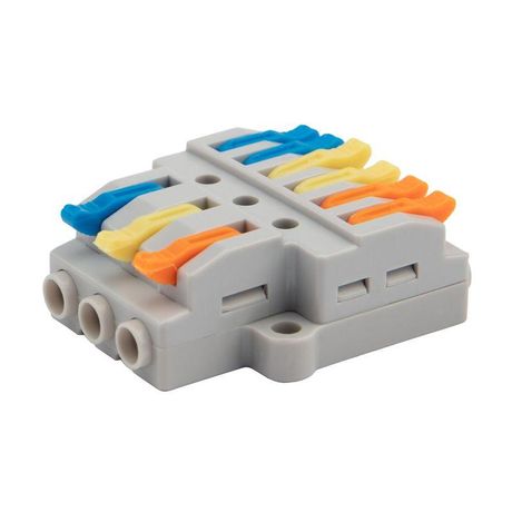 Клемма строительно-монтажная СМК проходная разветвительная 3х2 3п с монтажной площадкой 1 ввод 2 вывода на полюс (уп.50шт) Rexant 07-5233 MEET