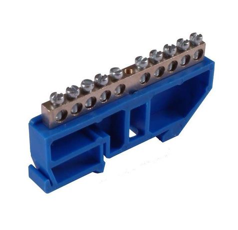 Шина _N_ 63.06.DIN "N" на 6 присоединений 63А изоляторе под DIN-рейку | HEGEL