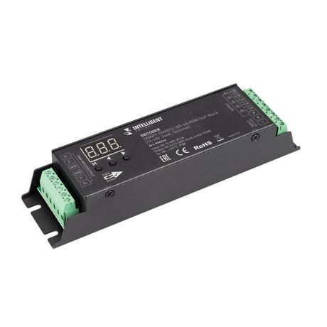 Декодер SMART-DMX512-305-63-RDM-SUF Black (12-48В 5х4А Terminal) IP20 металл INTELLIGENT ARLIGHT 036244