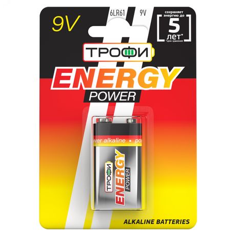 Батарейка Трофи 6LR61-1BL ENERGY POWER Alkaline (12/96/6144) - C0034928 ЭРА