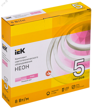 Комплект светодиодной подсветки ''Неон'' (лента LED 5м LSR5-2835P120-8-IP65-220В + драйвер) - LSR5-P-120-65-2-05-S0 IEK