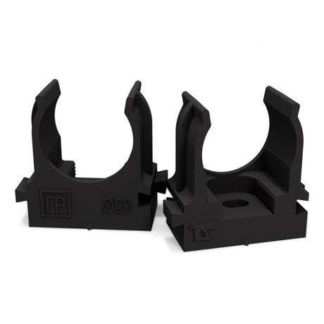 Крепеж-клипса для труб монтажного пистолета черная в гофроящике d20 мм (1200шт/кор) | PR13.0456 Промрукав Строитель