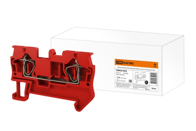 Зажим клеммный безвинтовой (ЗКБ) 2,5 мм2 31А красный | SQ0822-0093 TDM