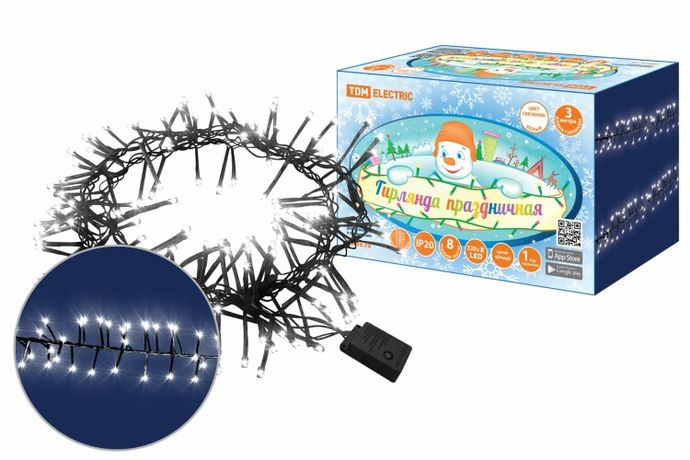 Гирлянда светодиодная "Мишура" 3 м, 320LED, белый, 8 режимов, 250 В, IP20 | SQ0361-0091 TDM