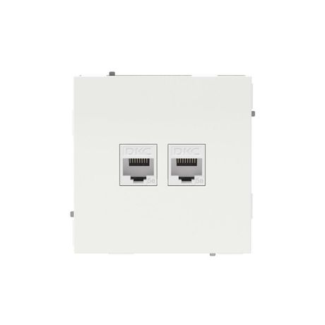 Компьютерная розетка RJ-45 без шторки, кат.5е двойная, KANT, белая магнолия - 7000664 ДКС DKC арт. 7000664
