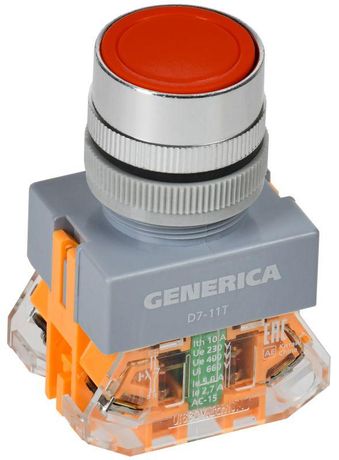 Кнопка D7-11T d=22мм 1з+1р с фиксацией красная | BBT50-11T-3-21-K04-G GENERICA IEK