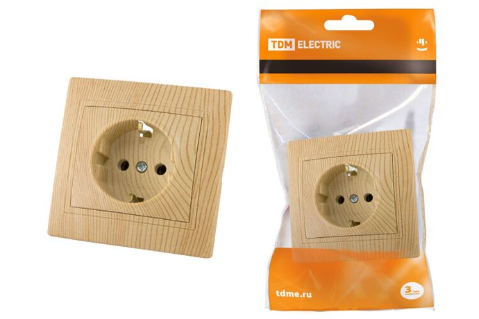 Розетка 2П+З 16А 250В "ЭКО" (сосна) "Таймыр" | SQ1814-0212 TDM